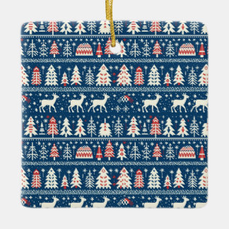 Nordic Navy Blue Christmas Wonderland Minimalistis Keramikornament