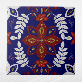 Nordic Navy Floral Leaf Wasserfarbe Kunst Fliese