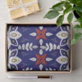 Nordic Navy Floral Leaf Wasserfarbe Kunst Seidenpapier (Geschenk)