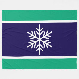 Nordic Navy Green White Stripes Snowflake Fleecedecke