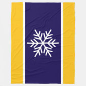 Nordic Navy White Bright Yellow Strips Schneeflock Fleecedecke (Vorderseite)