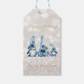 Nordic Niedlich Blue Gnomes Glitzer Bokeh Geschenkanhänger (Vorderseite)
