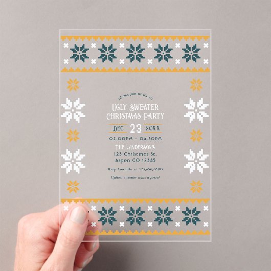 Nordic Night Ugly Sweater Christmas Party Acryleinladungen (Insitu (Handheld))