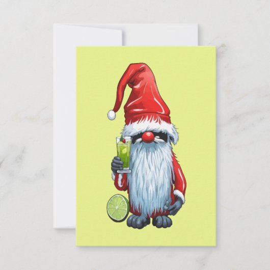 Nordic Nisse Gnome Gonk hält ein Glas Limon Einladung (Vorderseite)