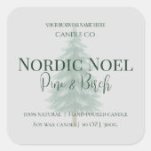 Nordic Noel Pine & Birch Candle Label Quadratischer Aufkleber (Vorderseite)