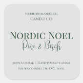 Nordic Noel Pine & Birch Candle Label Quadratischer Aufkleber (Vorderseite)