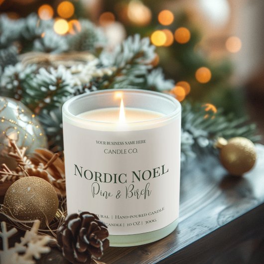 Nordic Noel Pine & Birch Candle Label Quadratischer Aufkleber