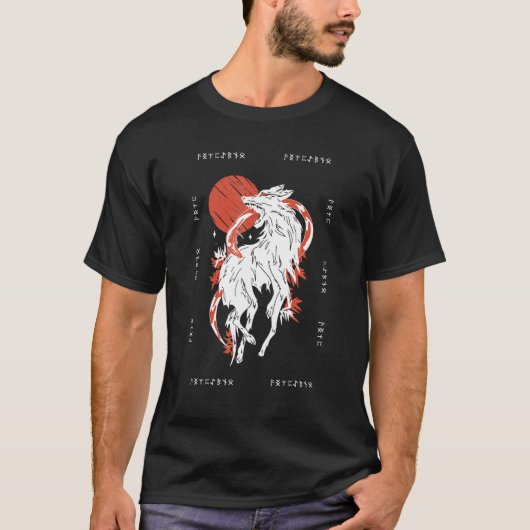 Nordic norse Wolf Pattern Dogs and Wolf Pack Fan T-Shirt (Vorderseite)