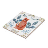 Nordic Orange Cat Watercolor Folk Fliese (Seite)