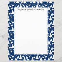 Nordic Outdoorsy Deer Pine Tree Navy Blue Custom