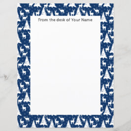 Nordic Outdoorsy Deer Pine Tree Navy Blue Custom