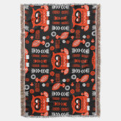 Nordic Owl - Orange und Black Folk Art Decke (Vorderseite Vertikal)