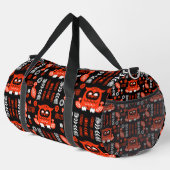 Nordic Owl - Orange und Black Folk Art Duffle Bag (Rechte Ecke)