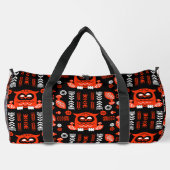 Nordic Owl - Orange und Black Folk Art Duffle Bag (Rückseite)