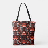 Nordic Owl - Orange und Black Folk Art Tasche (Rückseite)