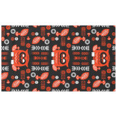 Nordic Owl - Orange und Black Folk Art Tischdecke (Vorderseite (Horizontal))