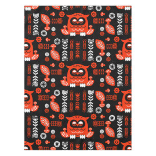 Nordic Owl - Orange und Black Folk Art Tischdecke