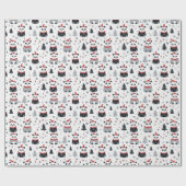 Nordic Panda Santa Winter Ferien Geschenkpapier (Flach)