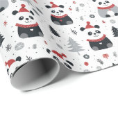 Nordic Panda Santa Winter Ferien Geschenkpapier (Rolleneckpunkt)