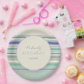Nordic Pastel Stripes Muster Geburtstag Pappteller (Party)