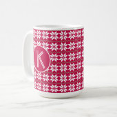 Nordic Pattern Crimson Red Angepasste Monogramme Kaffeetasse (Vorderseite Links)