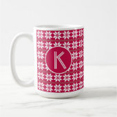 Nordic Pattern Crimson Red Angepasste Monogramme Kaffeetasse (Links)