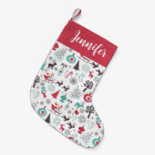 Nordic Pattern Kleiner Weihnachtsstrumpf (Vorderansicht (hängend))