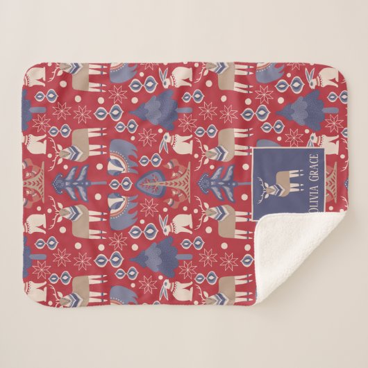 Nordic Pattern Personalisiert skandinavisch Sherpadecke (Vorderseite (Horizontal))