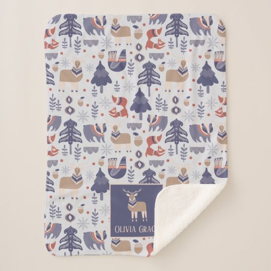 Nordic Pattern Personalisiert skandinavisch Sherpadecke (Vorderseite)