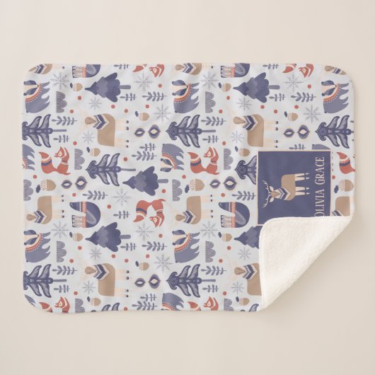 Nordic Pattern Personalisiert skandinavisch Sherpadecke (Vorderseite (Horizontal))