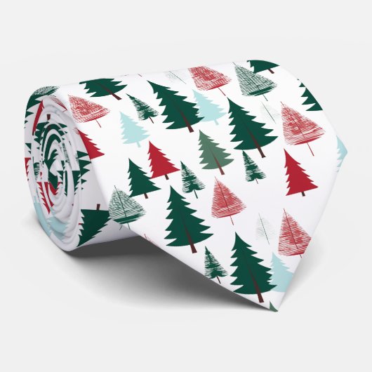 Nordic Pine Forest Christmas Pattern Men's Krawatte (Gerollt)