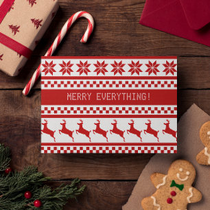 Nordic Print Reindeer Red Merry Alles Urlaub Feiertagskarte