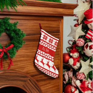 Nordic Print Rentier Fair Isle Kleiner Weihnachtsstrumpf