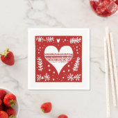 Nordic Red and White Christmas Heart Serviette (Beispiel)