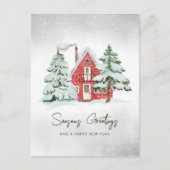 Nordic Red Barn Snowflakes Pine Forest Weihnachten (Vorderseite)