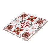 Nordic Red Blue Gold Floral Muster Graphic Fliese (Seite)