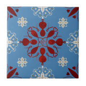 Nordic Red Blue White Scandinavian Graphic Fliese (Vorderseite)