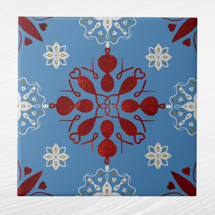 Nordic Red Blue White Scandinavian Graphic Fliese
