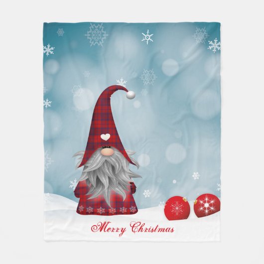 Nordic Red Gnome Fleece Blanket (Vorderseite)