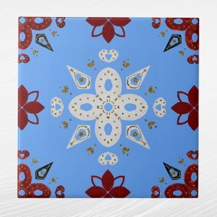 Nordic Red Gold Blue Scandinavian Graphic Fliese