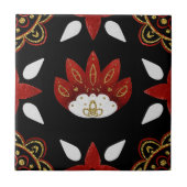 Nordic Red Gold Scandinavian Graphic Black Fliese (Vorderseite)
