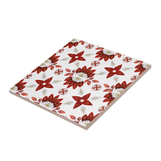 Nordic Red Gold Scandinavian Graphic Fliese (Seite)