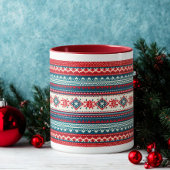 Nordic Red Navy Ugly Christmas Sweater Holiday Tas Tasse