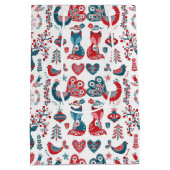 Nordic Red Navy Weihnachtskunst Skandinaviens Mittlere Geschenktüte (Rückseite)