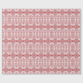 Nordic Red Schwarz-weiß Fair Isle Art Pattern Geschenkpapier (Flach)