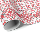 Nordic Red Schwarz-weiß Fair Isle Art Pattern Geschenkpapier (Rolleneckpunkt)