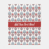 Nordic Red White Blue Charcoal Blume Fleecedecke (Vorderseite)