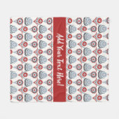 Nordic Red White Blue Charcoal Blume Fleecedecke (Vorderseite (Horizontal))