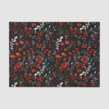 Nordic Red White Blue Floral Watercolor