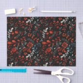 Nordic Red White Blue Floral Watercolor Seidenpapier (Handwerk)